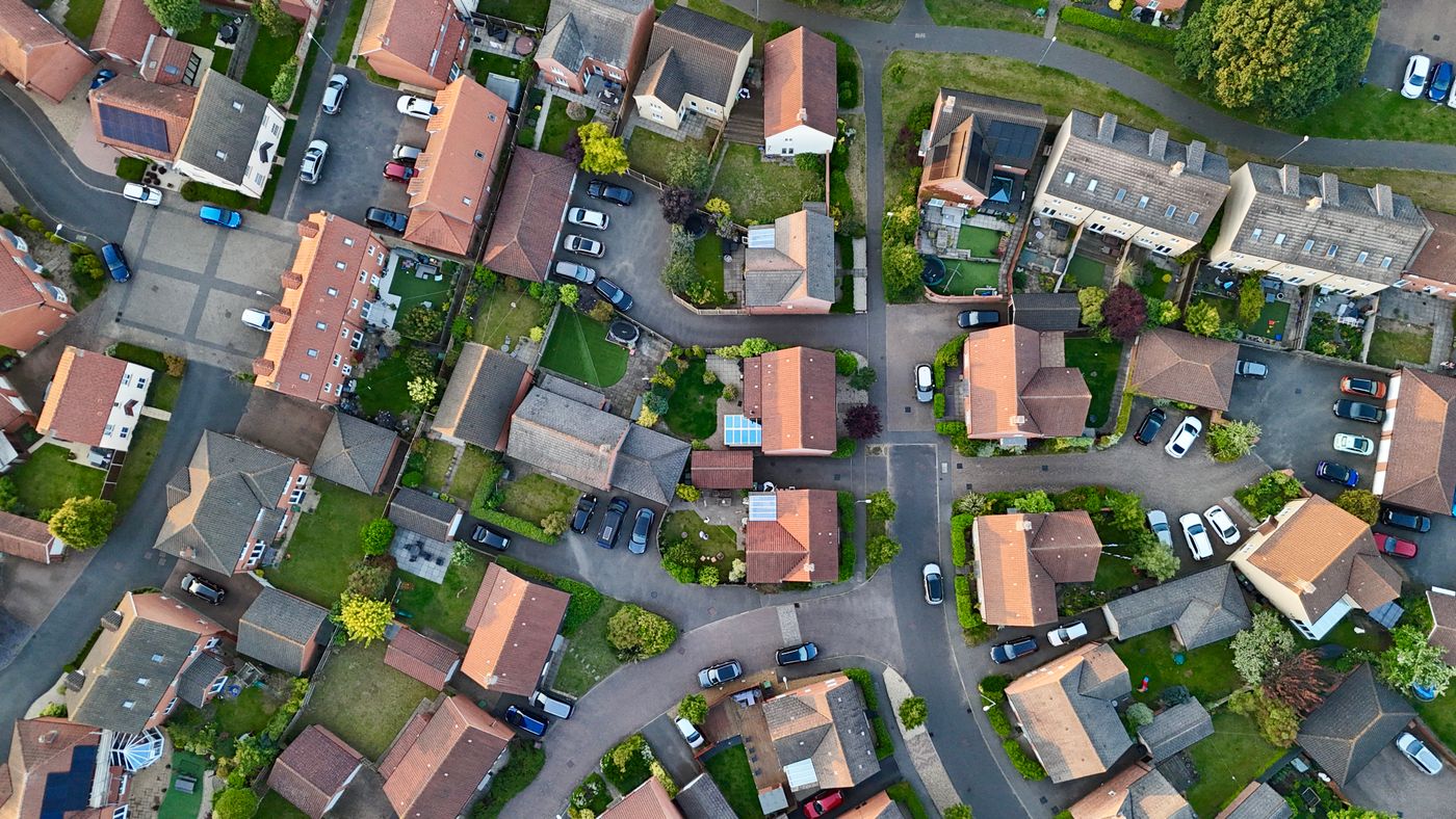 Aerial view of homes in Cringleford, Norfolk